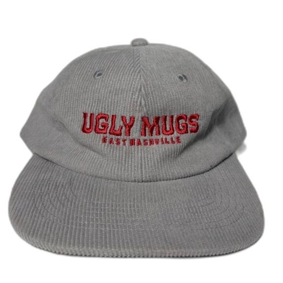 Ugly Mugs Flat Bill Hat Baseball Cap Corduroy Gray Embroidered Snapback OS - Picture 1 of 3
